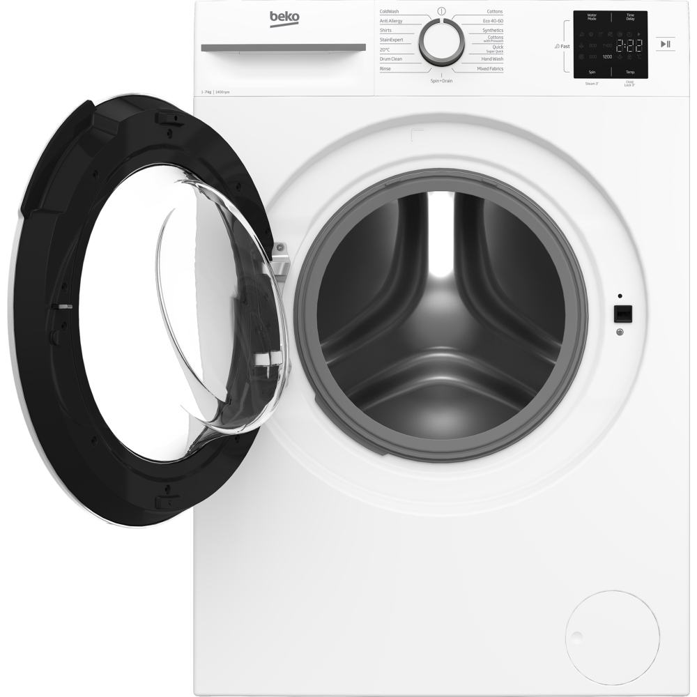 Beko BM3WT3741W Washing Machine, 7kg, 1400 Spin, White, B Rated