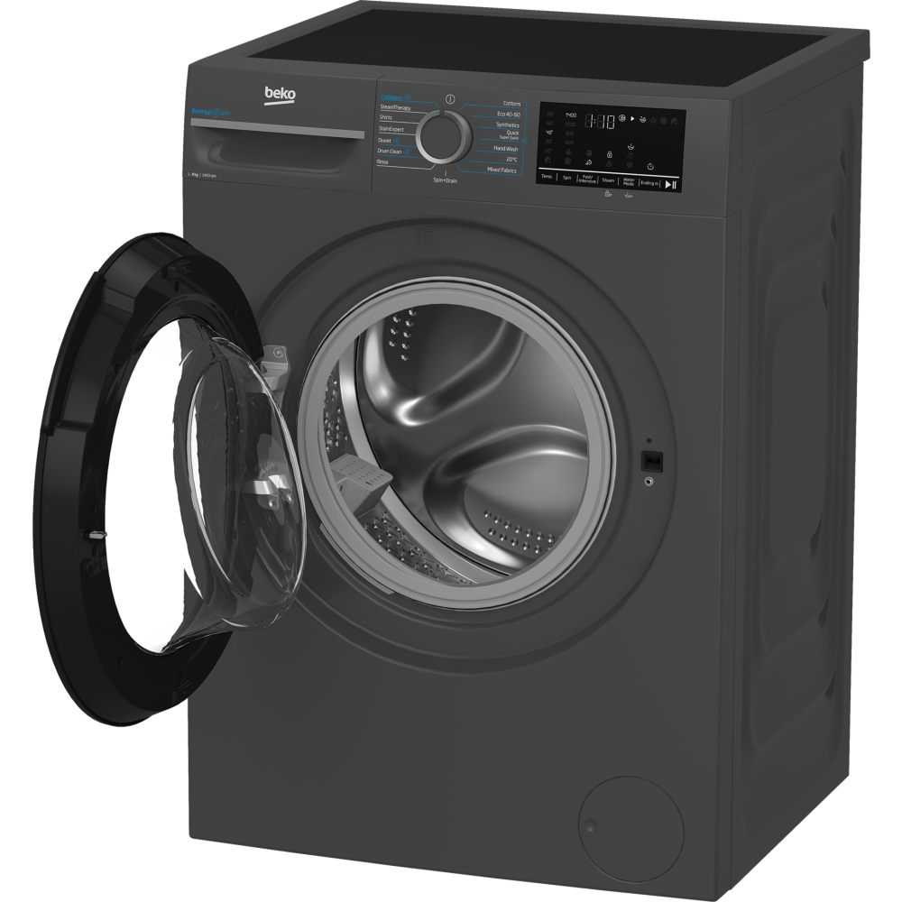 Beko BM3WT4941IA EnergySpin Washing Machine, 9kg, 1400 Spin, Grey, A Rated