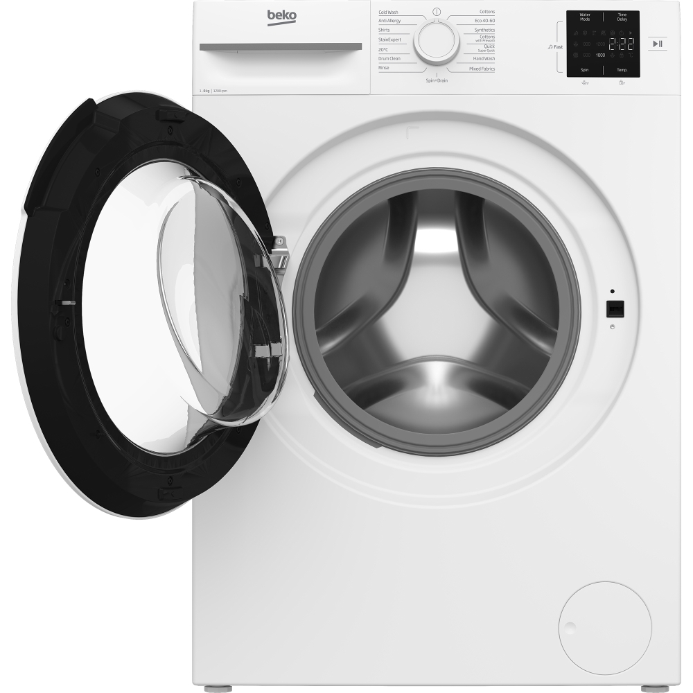 Beko BMN3WT3821W Washing Machine, 8kg, 1200 Spin, White, B Rated