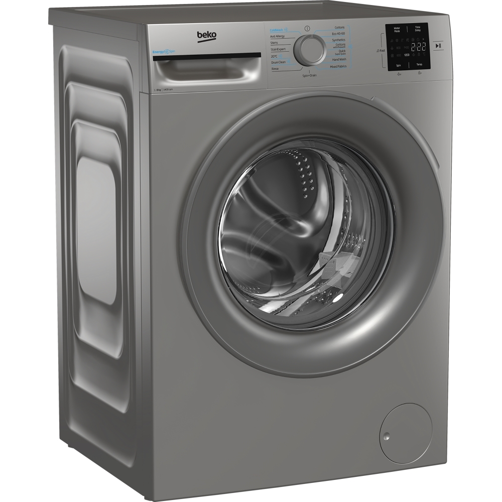 Beko BMN3WT3841S Washing Machine, 8kg, 1400 Spin, Silver, A Rated