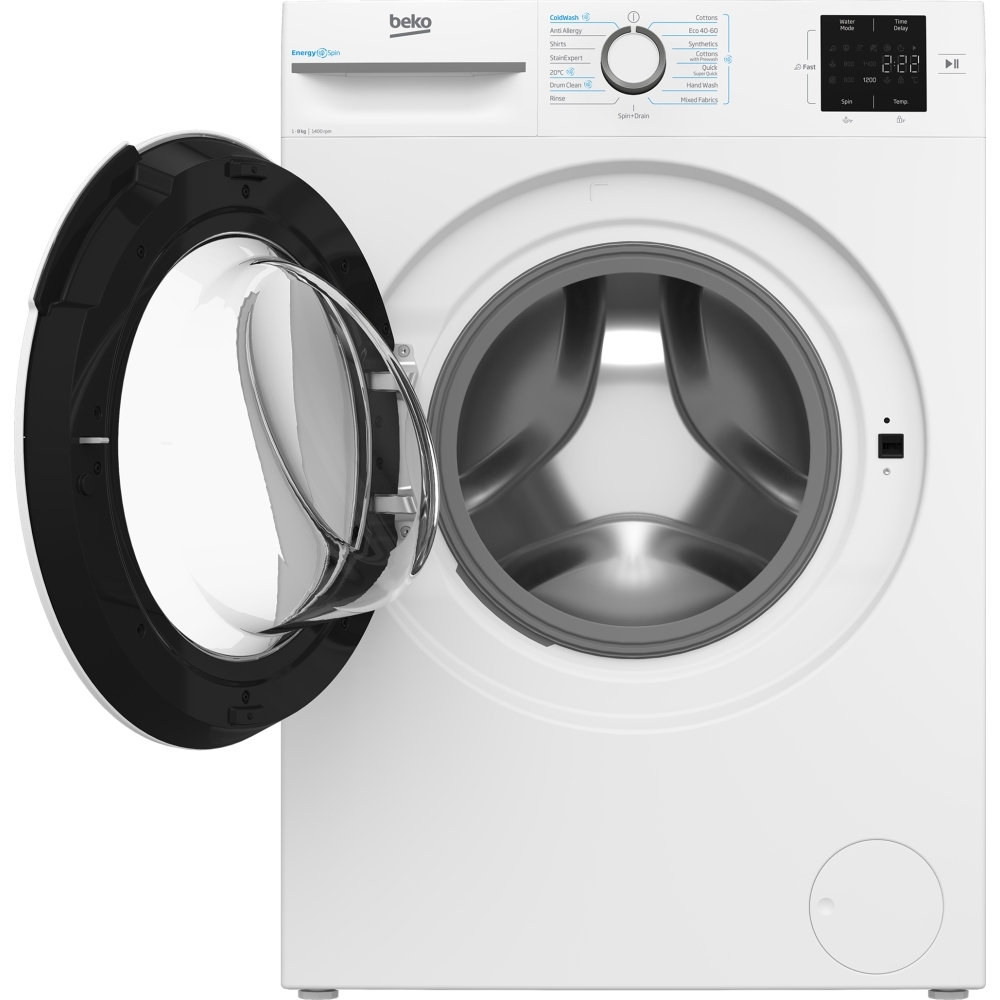 Beko BMN3WT3841W Washing Machine, 8kg, 1400 Spin, White, A Rated