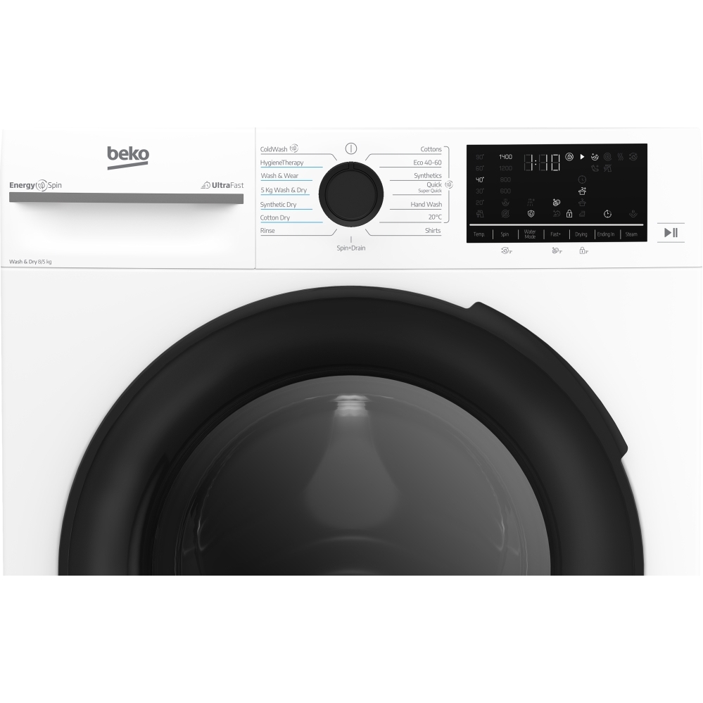 Beko BMND8545UW Washer Dryer, 8kg/5kg, 1400 Spin, White, D Rated