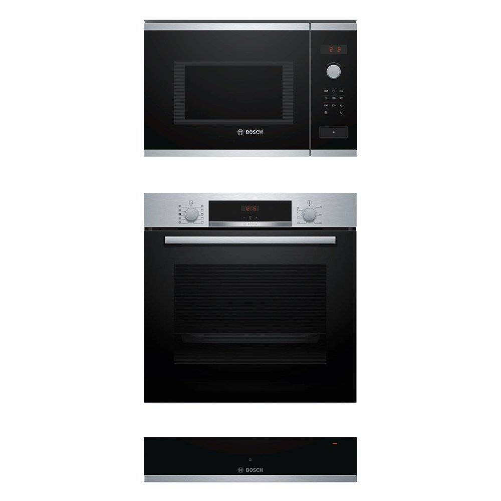 Bosch Built-In Electric Single Oven, Built-In Microwave & Warming Drawer