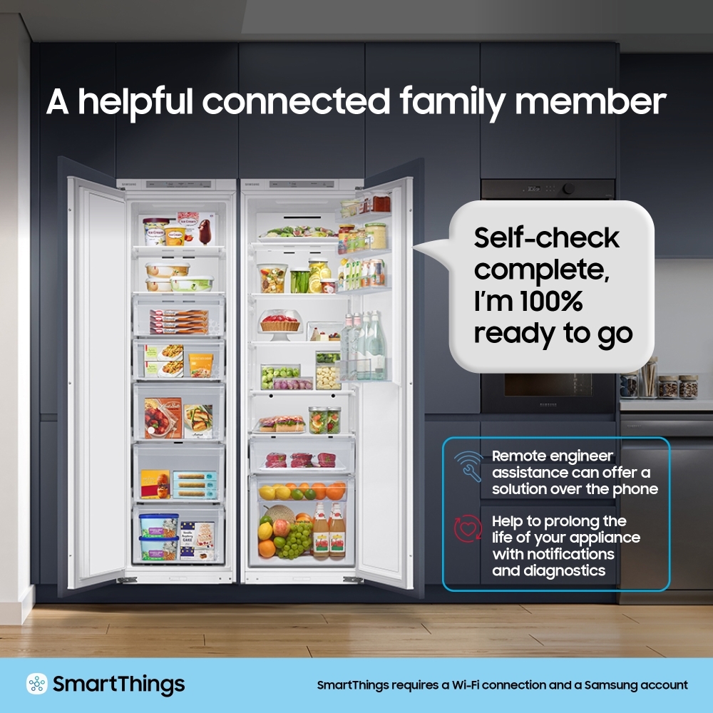 Samsung BRB70F26DES0EU Series 6 SpaceMax&trade; Total No Frost Integrated Fridge Freezer, Sliding Hinge, 70/30, E Rated