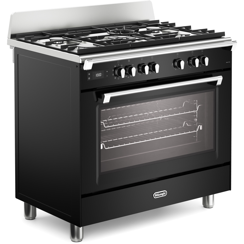 DeLonghi BS 965 MXN 90cm Dual Fuel Range Cooker, Black, A Rated