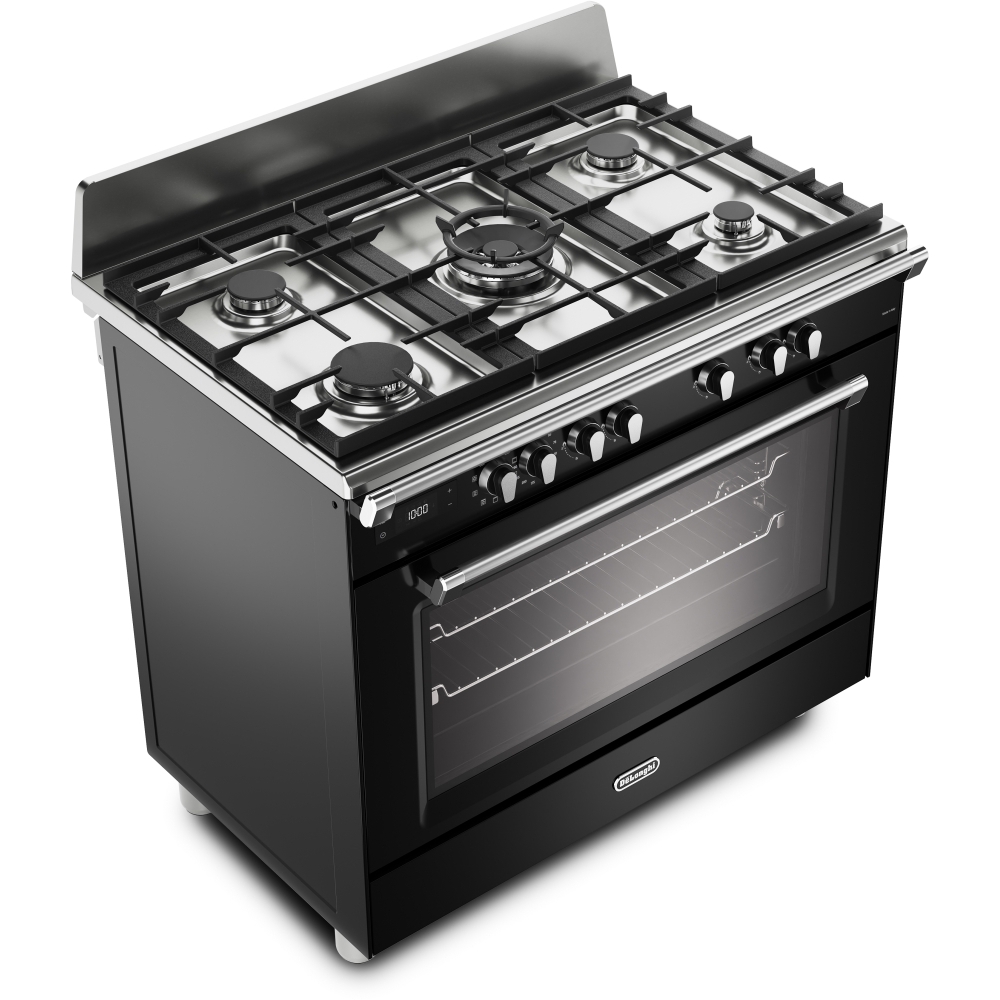 DeLonghi BS 965 MXN 90cm Dual Fuel Range Cooker, Black, A Rated