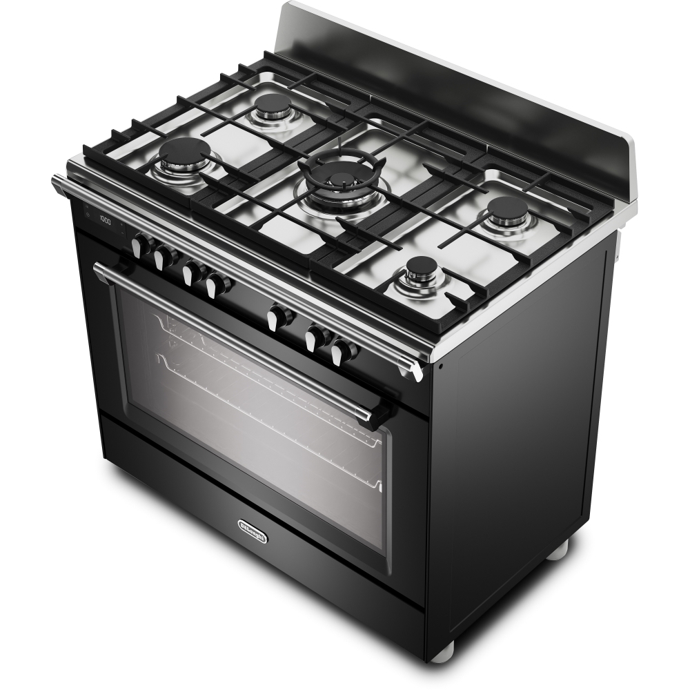DeLonghi BS 965 MXN 90cm Dual Fuel Range Cooker, Black, A Rated