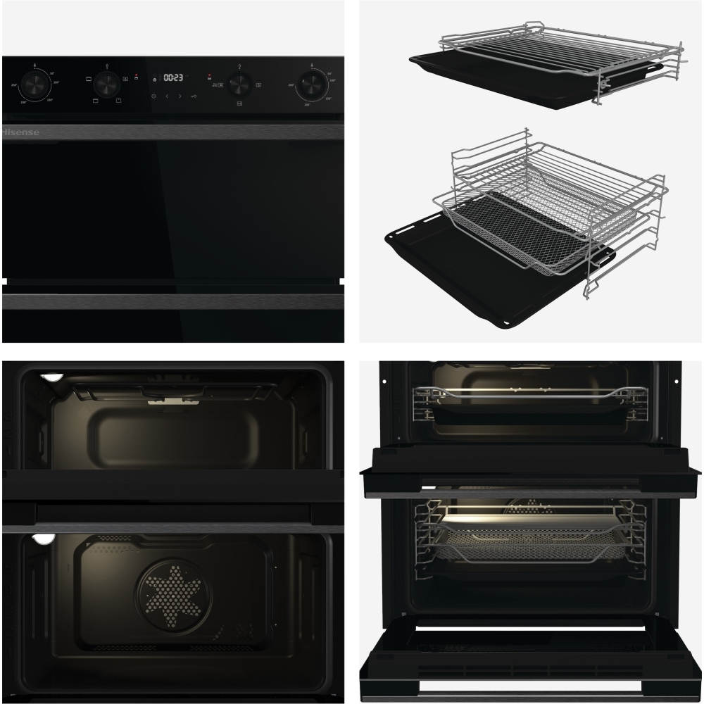 Hisense BUD714221ADBG Built-Under Electric Double Oven, Black, A Rated