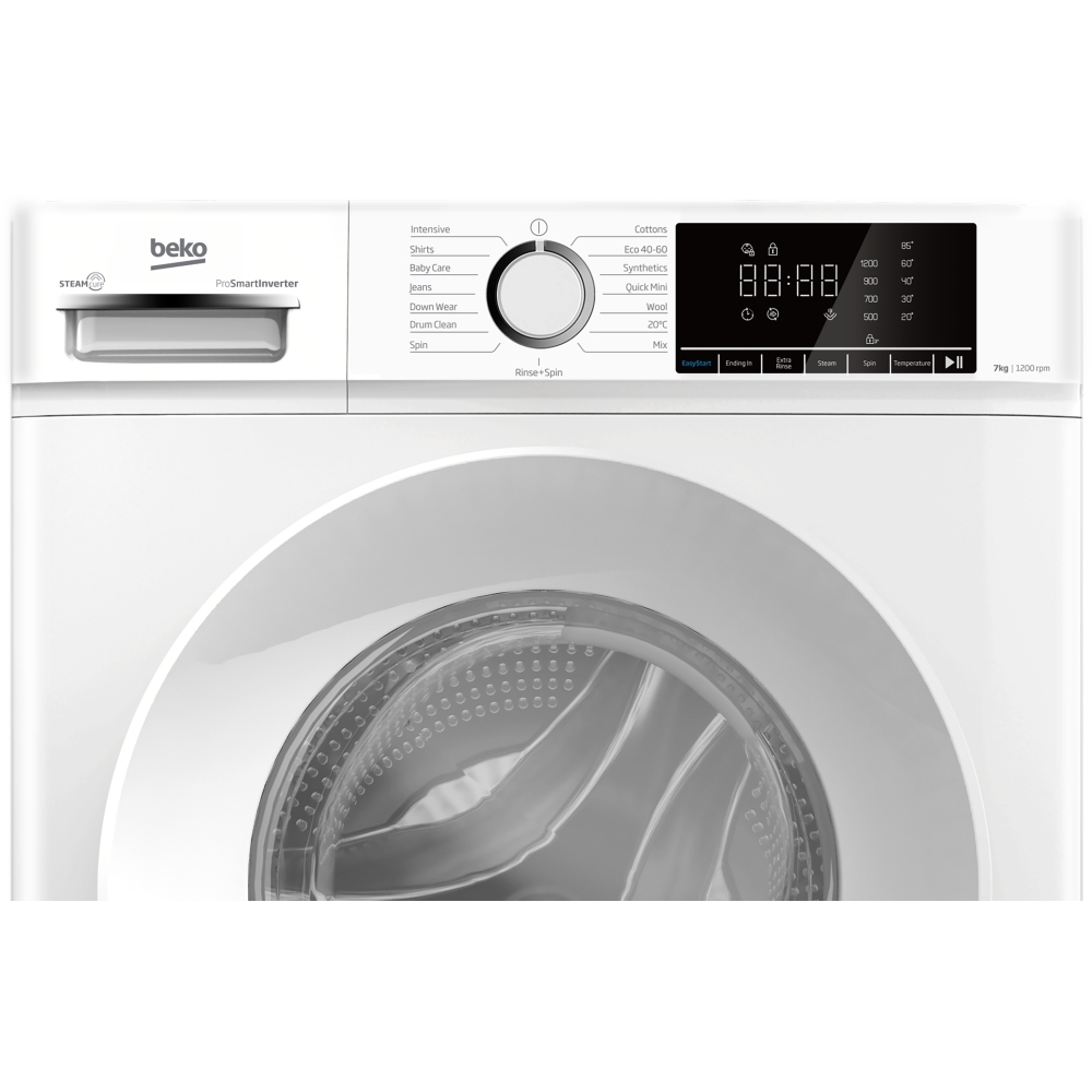 Beko BWC7121W Washing Machine, 7kg, 1200 Spin, White, A Rated