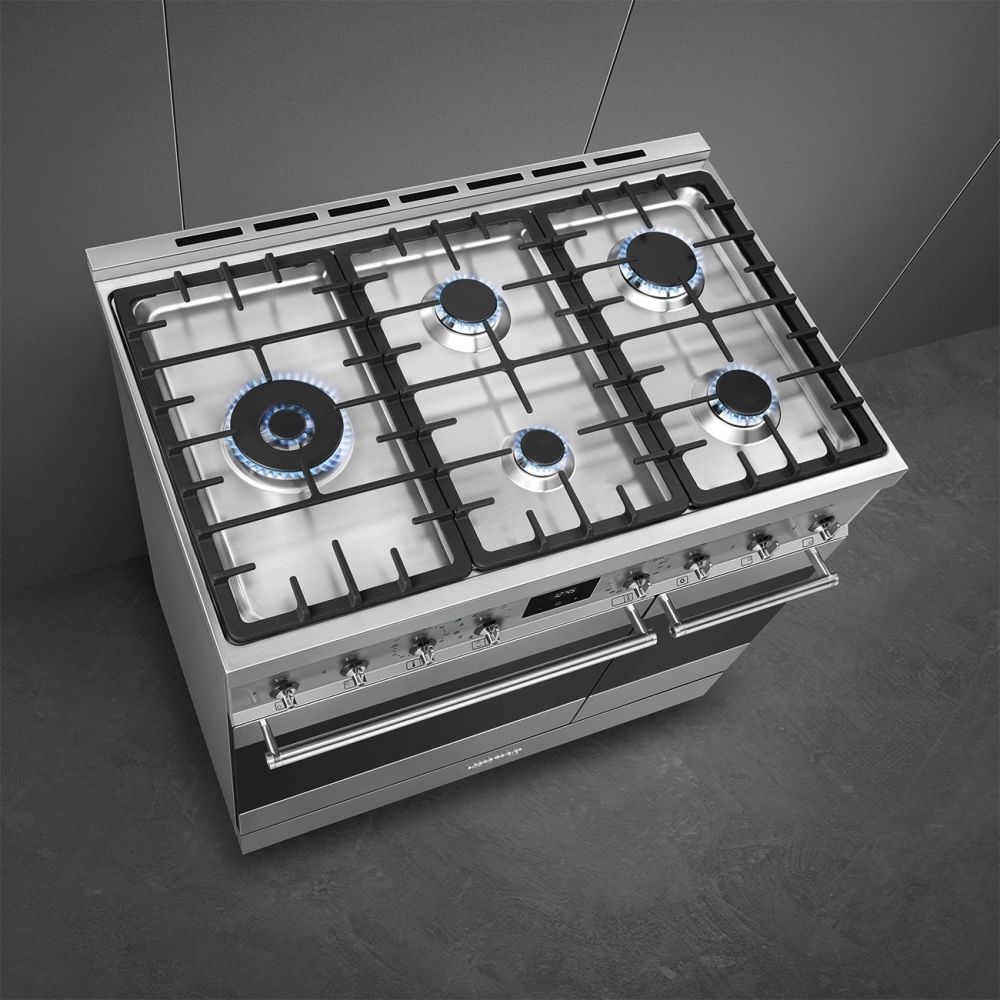 Smeg C92GPX2 Symphony Classic 90cm Dual Fuel Range Cooker, Stainless Steel, A Rated