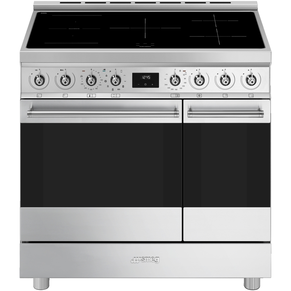 Smeg C92IPX2 Symphony Classic 90cm Induction Range Cooker, Stainless Steel, A Rated