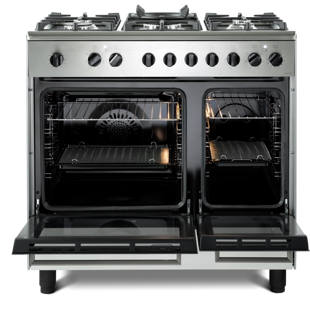 DeLonghi DTRM 905DF 90cm Dual Fuel Range Cooker, Stainless Steel, A Rated