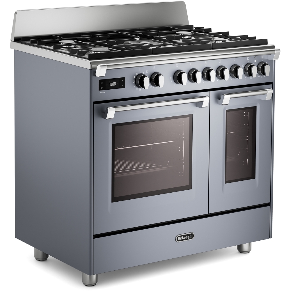 DeLonghi BS 965T MXS 90cm Dual Fuel Range Cooker, Grey, A Rated