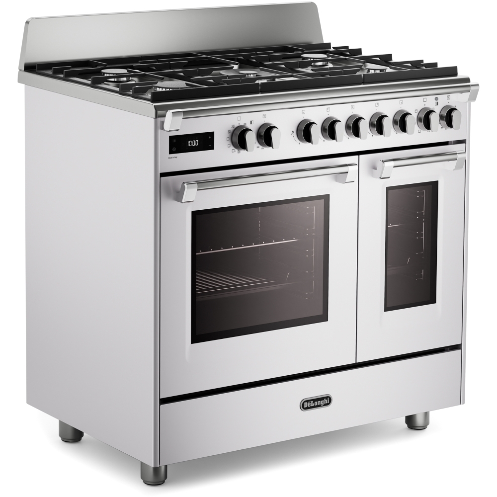 DeLonghi BS 965T MXW 90cm Dual Fuel Range Cooker, White, A Rated