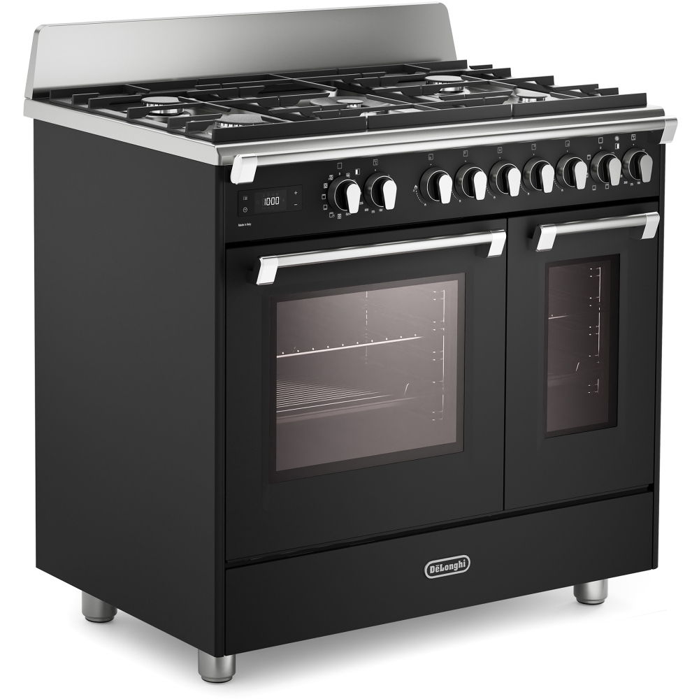 DeLonghi BS 965T MXA 90cm Dual Fuel Range Cooker, Grey, A Rated