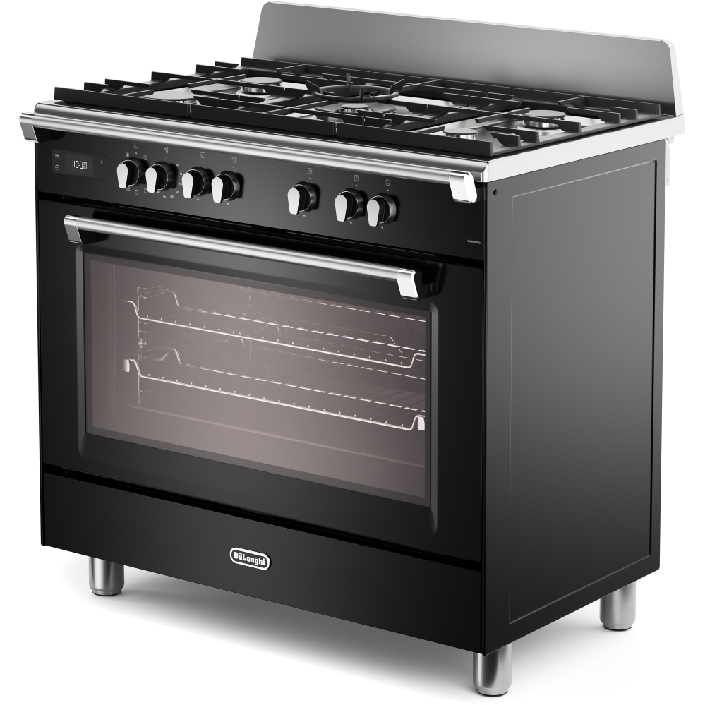 DeLonghi BS 965 MXN 90cm Dual Fuel Range Cooker, Black, A Rated