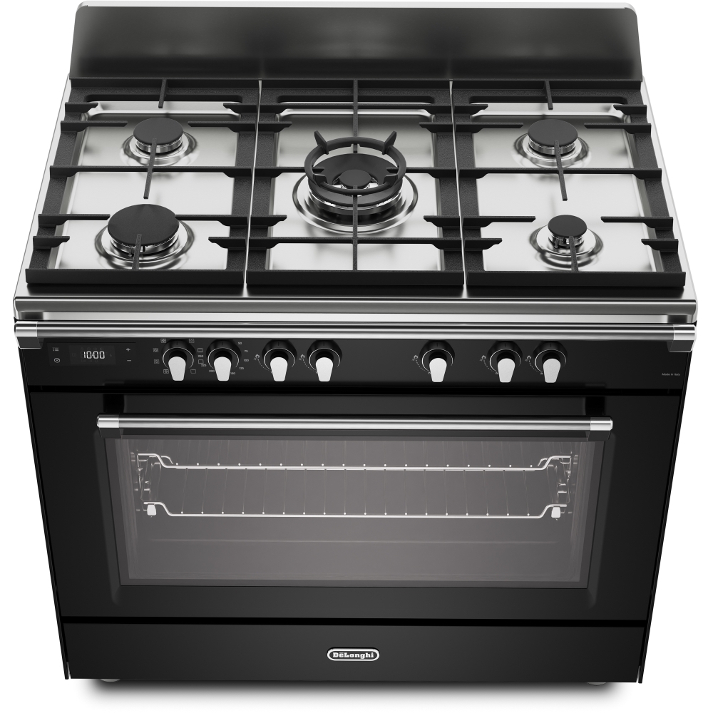 DeLonghi BS 965 MXN 90cm Dual Fuel Range Cooker, Black, A Rated