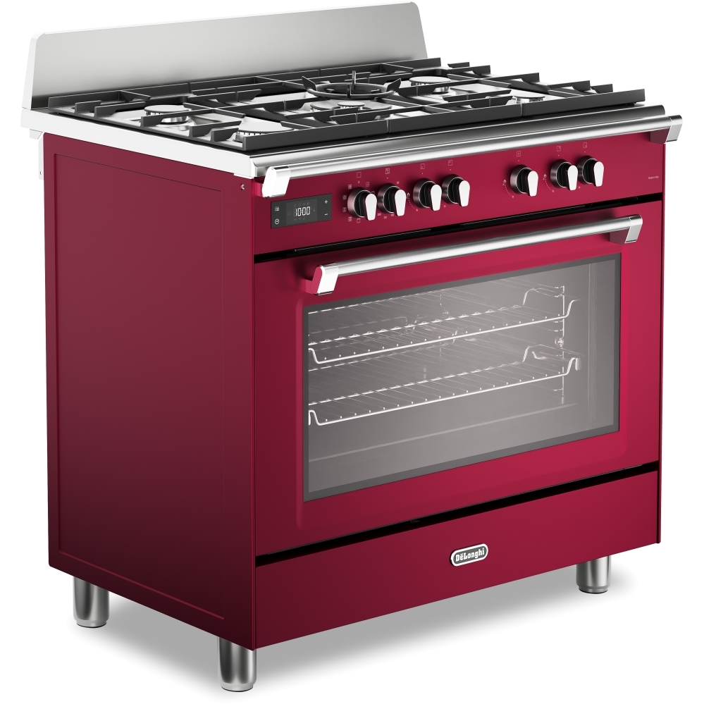 DeLonghi BS 965 MXR 90cm Dual Fuel Range Cooker, Red, A Rated