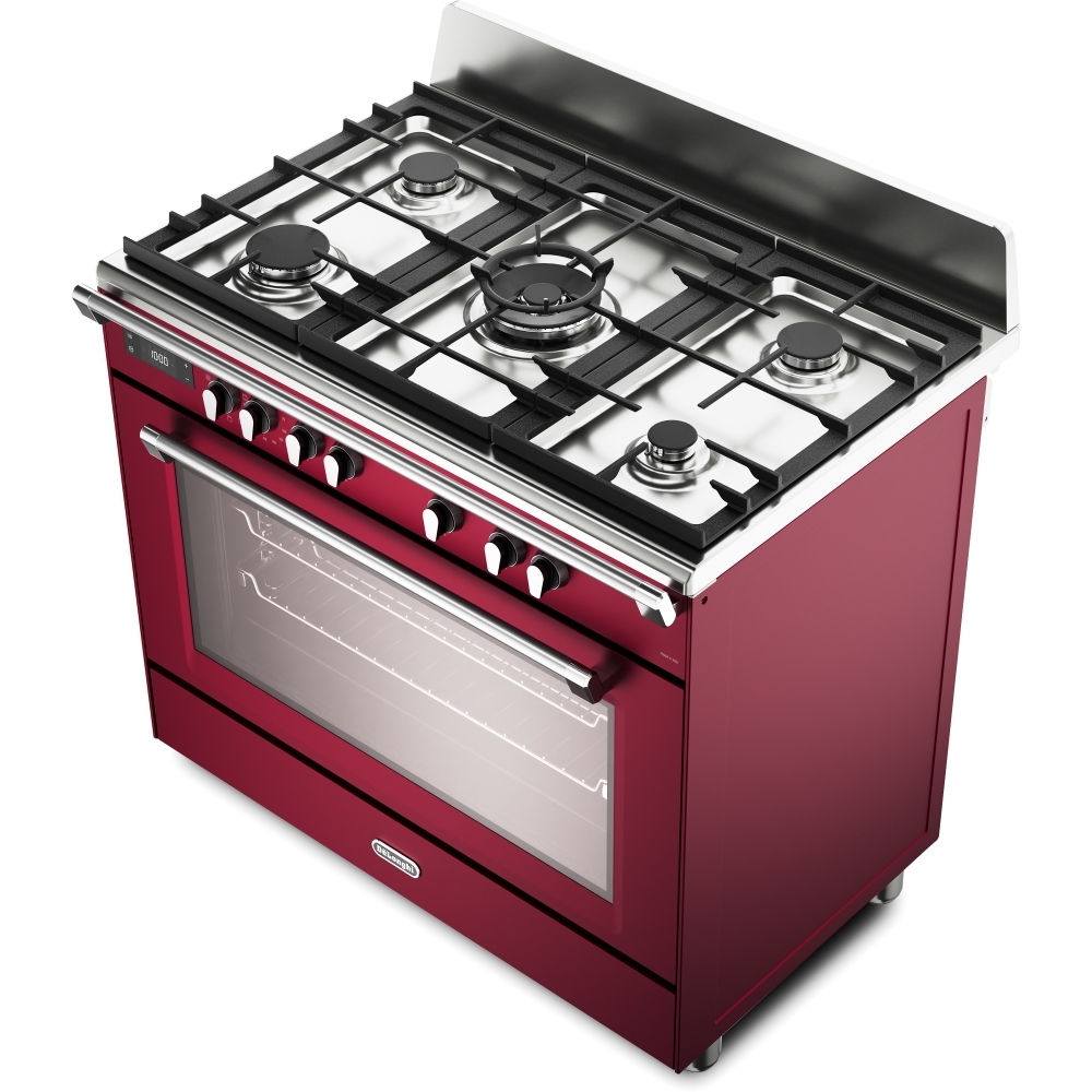 DeLonghi BS 965 MXR 90cm Dual Fuel Range Cooker, Red, A Rated