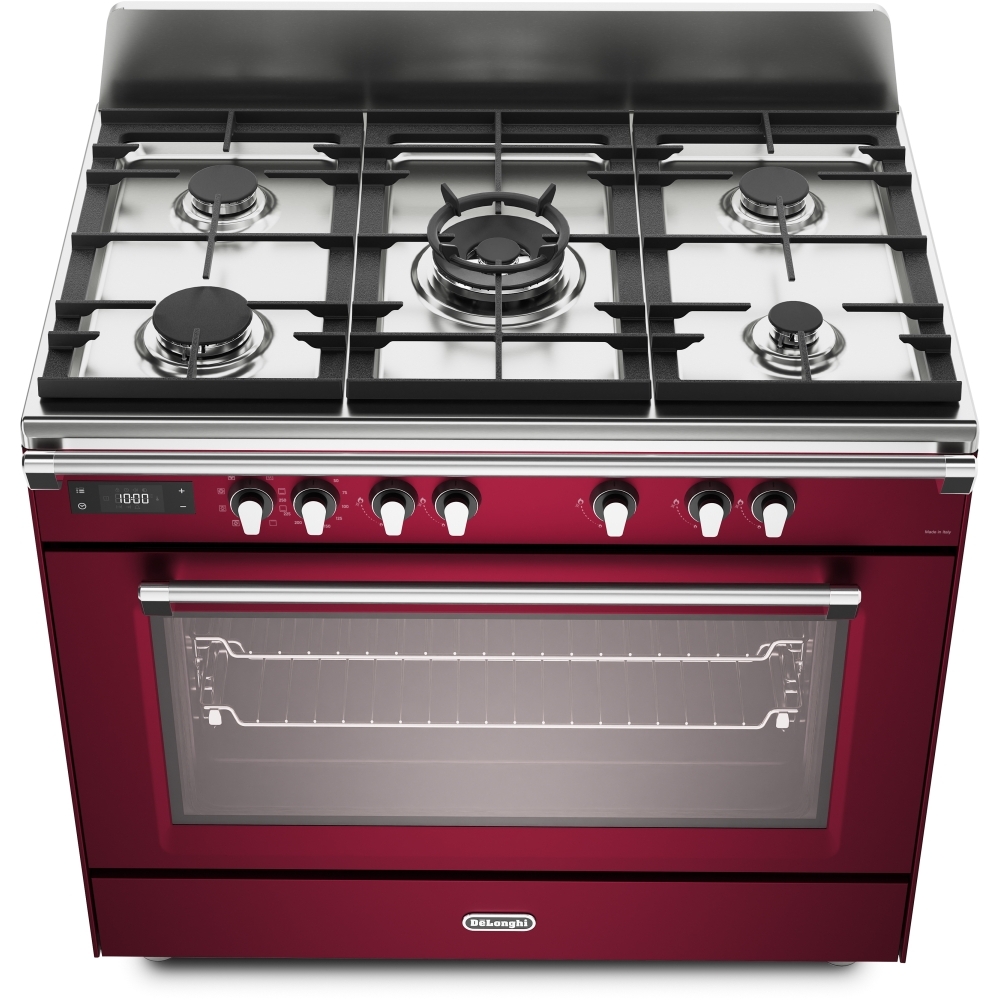 DeLonghi BS 965 MXR 90cm Dual Fuel Range Cooker, Red, A Rated