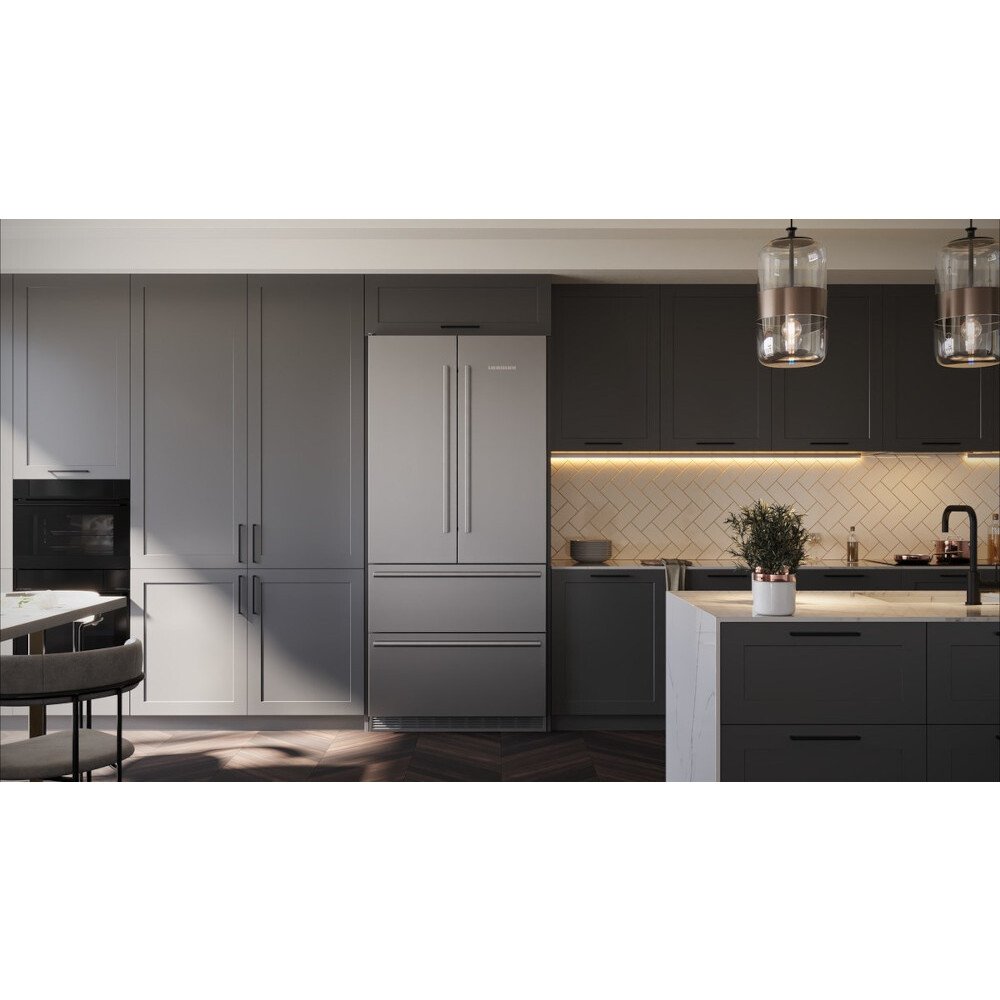 Liebherr CBNste 8872 American Fridge Freezer, Silver, E Rated,  Plumbed