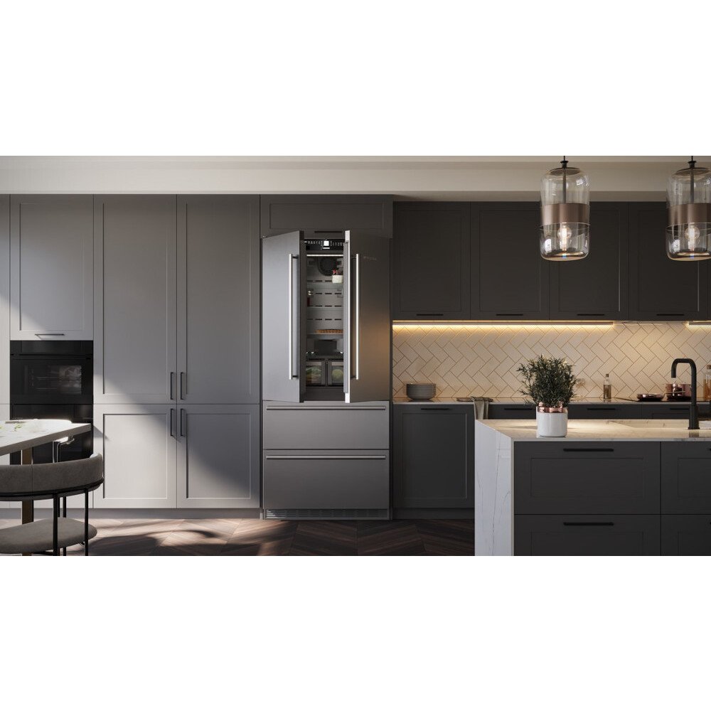 Liebherr CBNste 8872 American Fridge Freezer, Silver, E Rated,  Plumbed