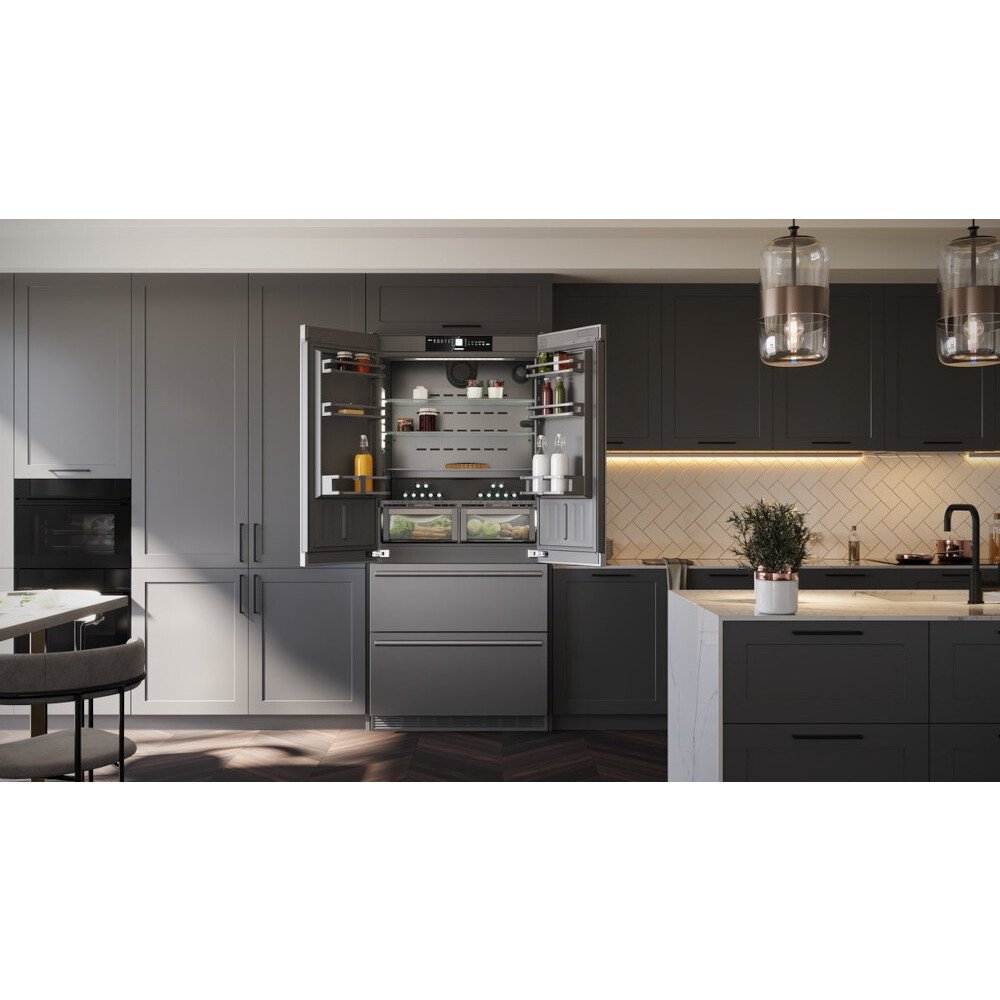 Liebherr CBNste 8872 American Fridge Freezer, Silver, E Rated,  Plumbed