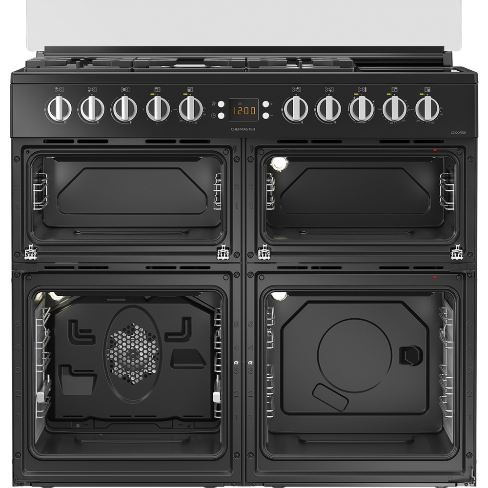 Leisure CC100F521K Chefmaster 100cm Dual Fuel Range Cooker, Black, A Rated