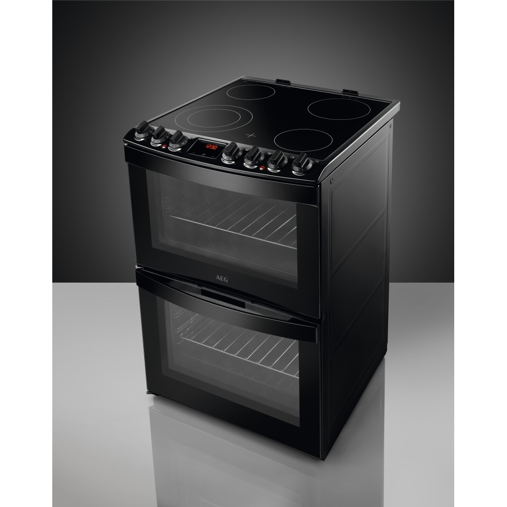 AEG CCB6741ACB SteamBake Ceramic Electric Cooker with Double Oven, Black, A Rated
