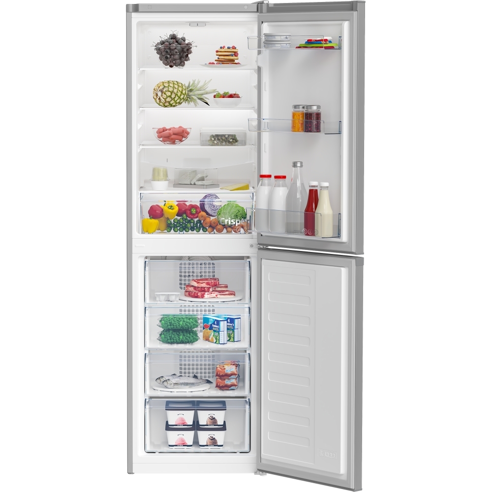 Beko CCFM4582S Frost Free Fridge Freezer, 50/50, Silver, E Rated