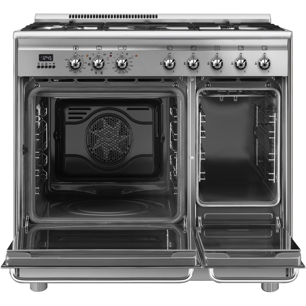 Smeg CG92PX9 90cm Dual Fuel Range Cooker, Stainless Steel, A Rated