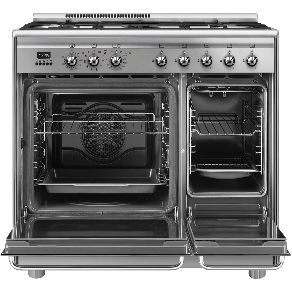 Smeg CG92PX9 90cm Dual Fuel Range Cooker, Stainless Steel, A Rated Marks Electrical