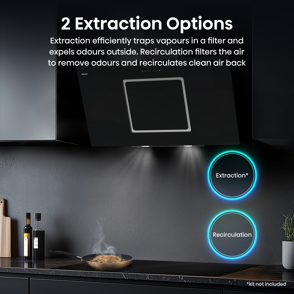 Hisense CH10IN14BBUK 100cm Chimney Cooker Hood, Black, A Rated