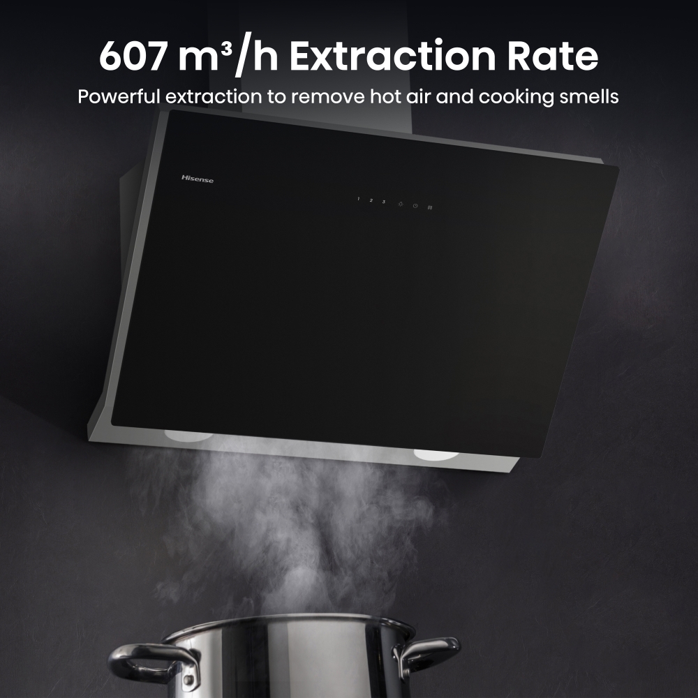 Hisense CH6IN14BXBUK 60cm Chimney Cooker Hood, Black, A Rated