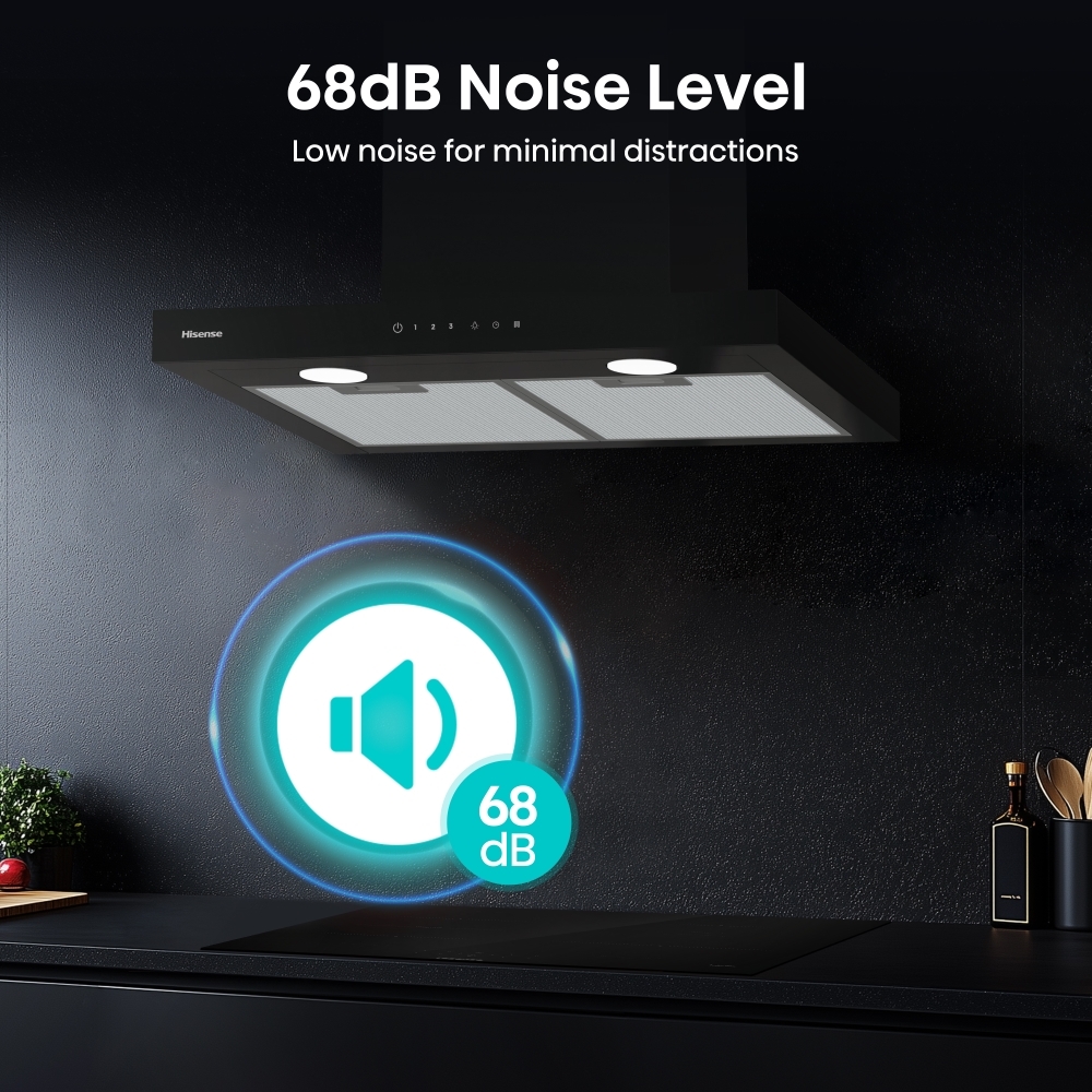 Hisense CH6T14BBUK 60cm Chimney Cooker Hood, Black, A Rated