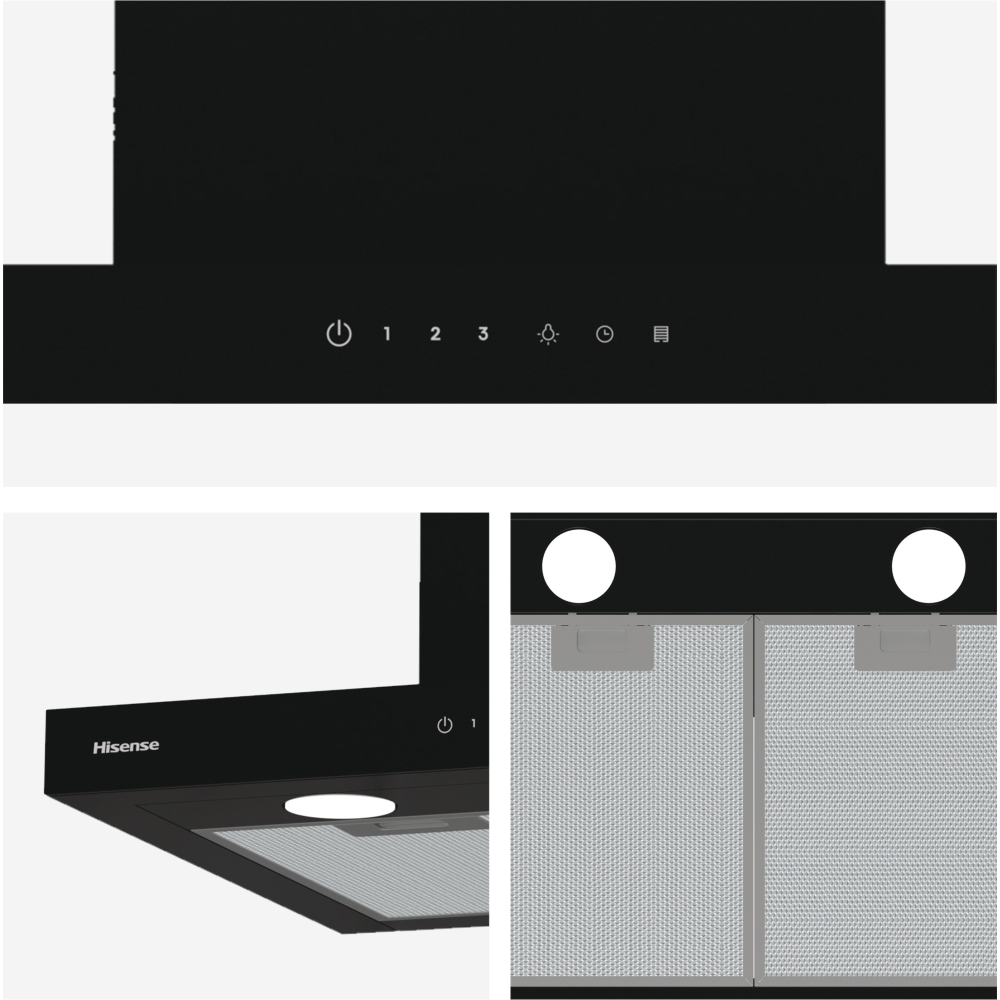 Hisense CH6T14BBUK 60cm Chimney Cooker Hood, Black, A Rated