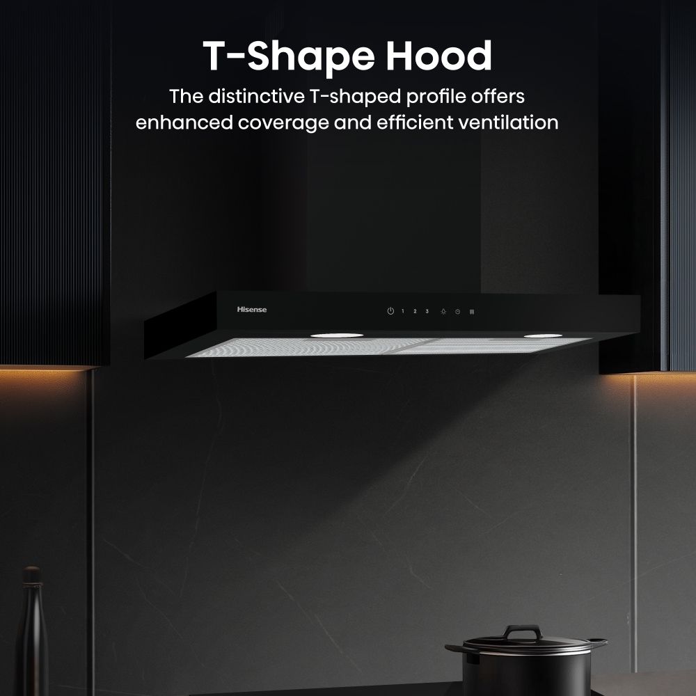 Hisense CH6T14BBUK 60cm Chimney Cooker Hood, Black, A Rated