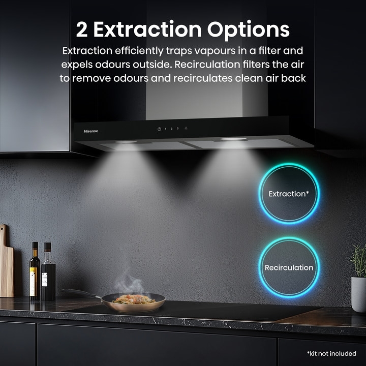 Hisense CH6T14BXBUK 60cm Chimney Cooker Hood, Stainless Steel, A Rated