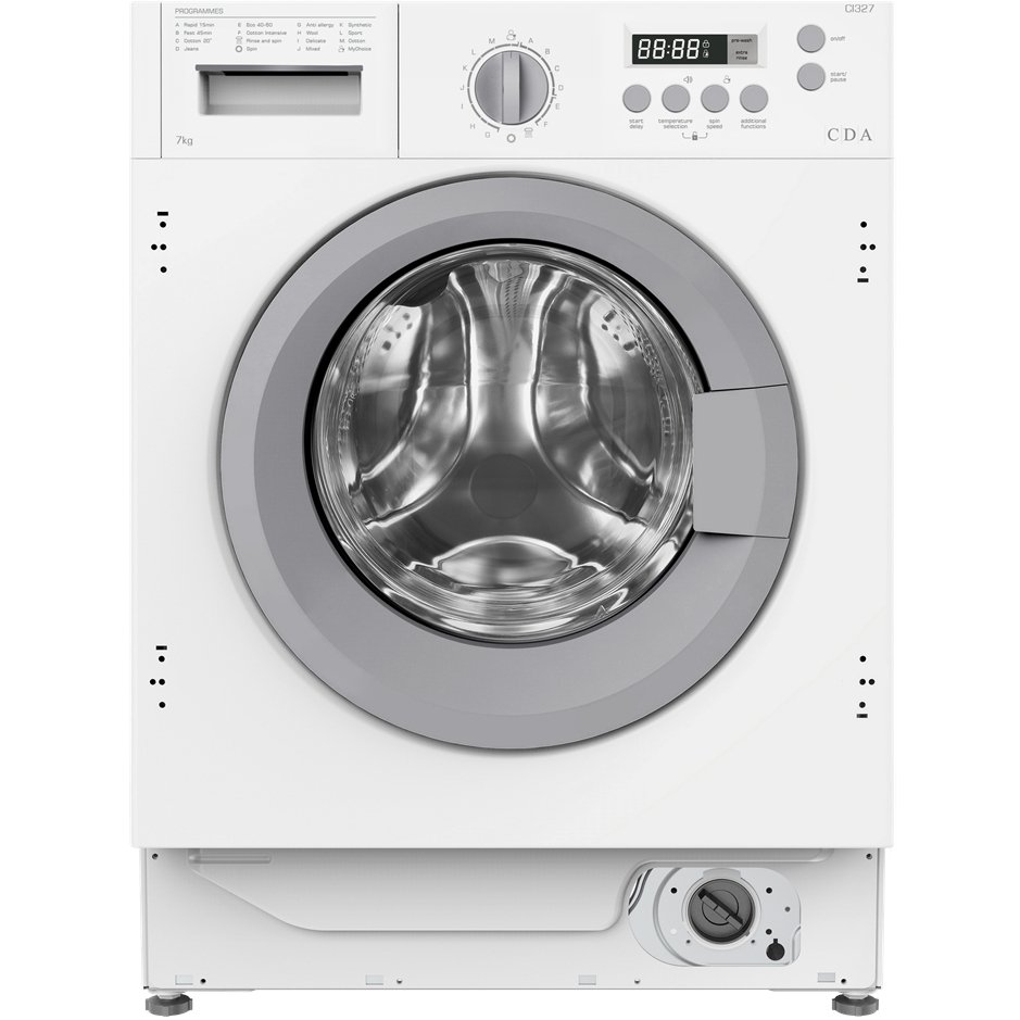 CDA CI327 Integrated Washing Machine, 7kg, 1400 Spin, White, B Rated