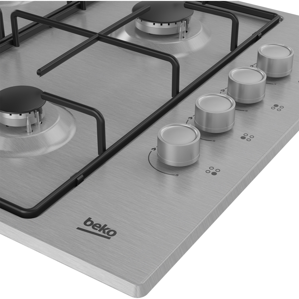 Beko CIHYG21SX 61cm 4 Burner Gas Hob, Stainless Steel
