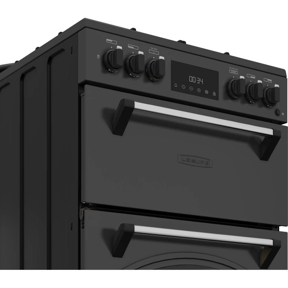 Leisure CLB60FCA Classic AeroPro Dual Fuel Cooker with Double Oven, Anthracite, Grey, A Rated