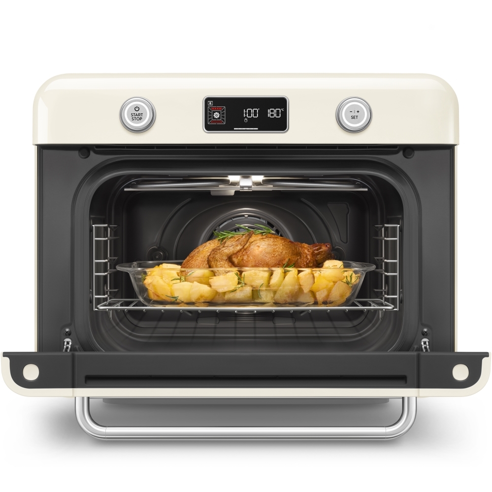 Smeg COF01CRUK 10 in 1 Multifunction Countertop Oven with Steam & Air Fry, Cream