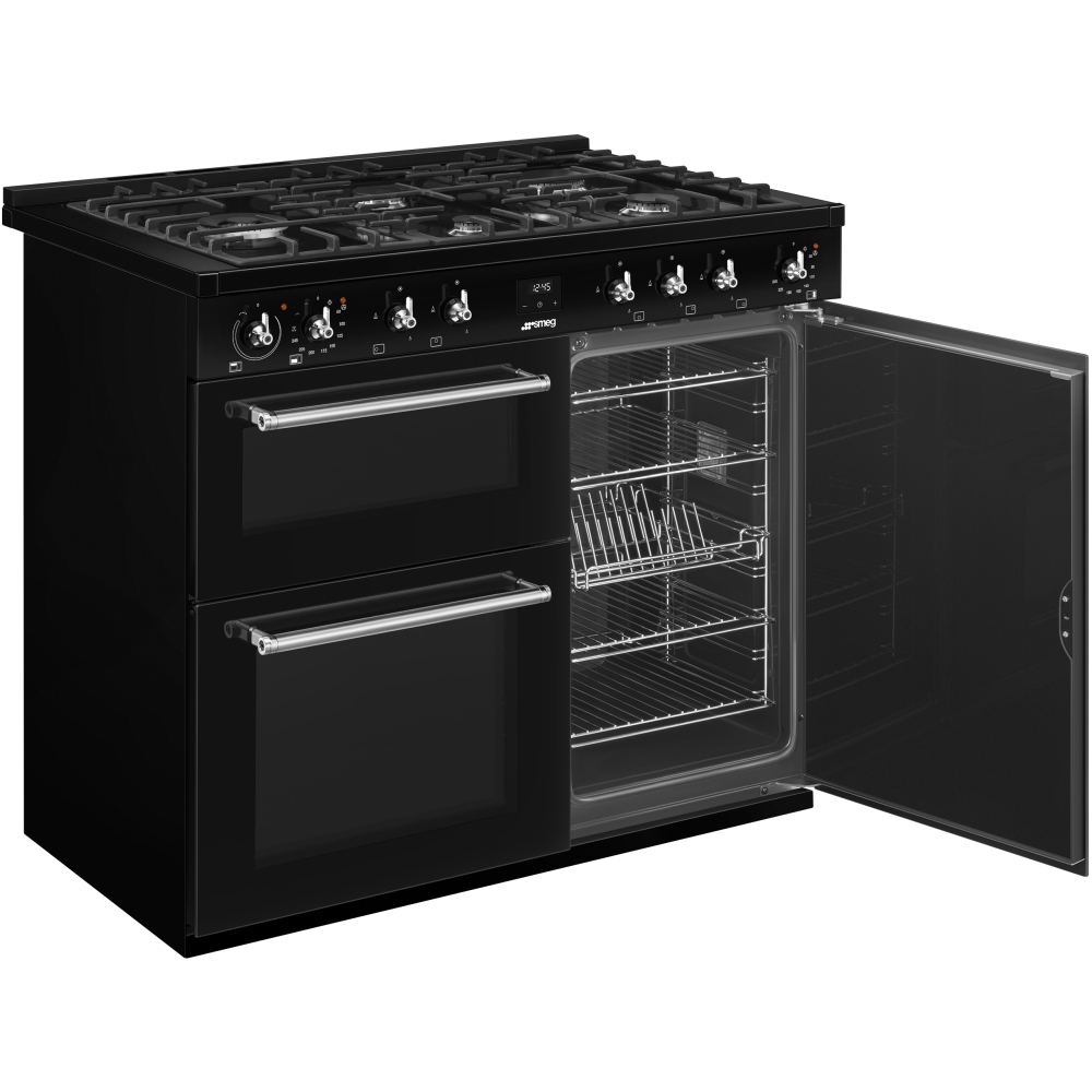Smeg CX103GMBL Concert 100cm Dual Fuel Range Cooker, Black, A Rated