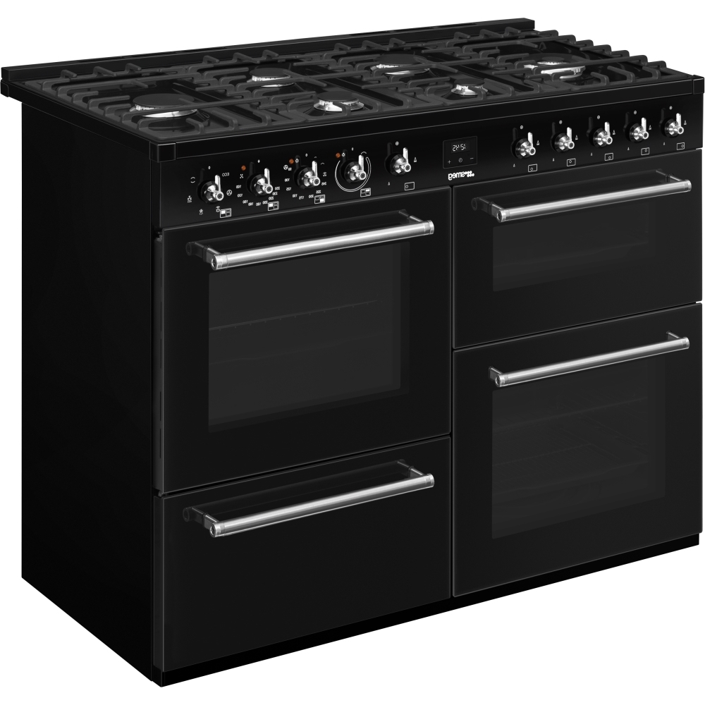 Smeg CX113GMBL Concert Classic  110cm Dual Fuel Range Cooker, Black, A Rated