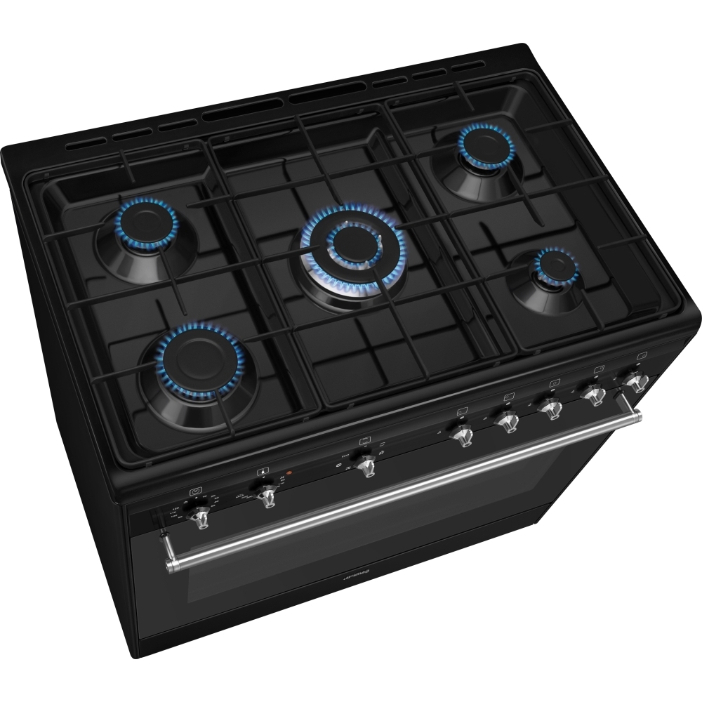 Smeg CX91GMBL Concert 90cm Dual Fuel Range Cooker, Black, A Rated