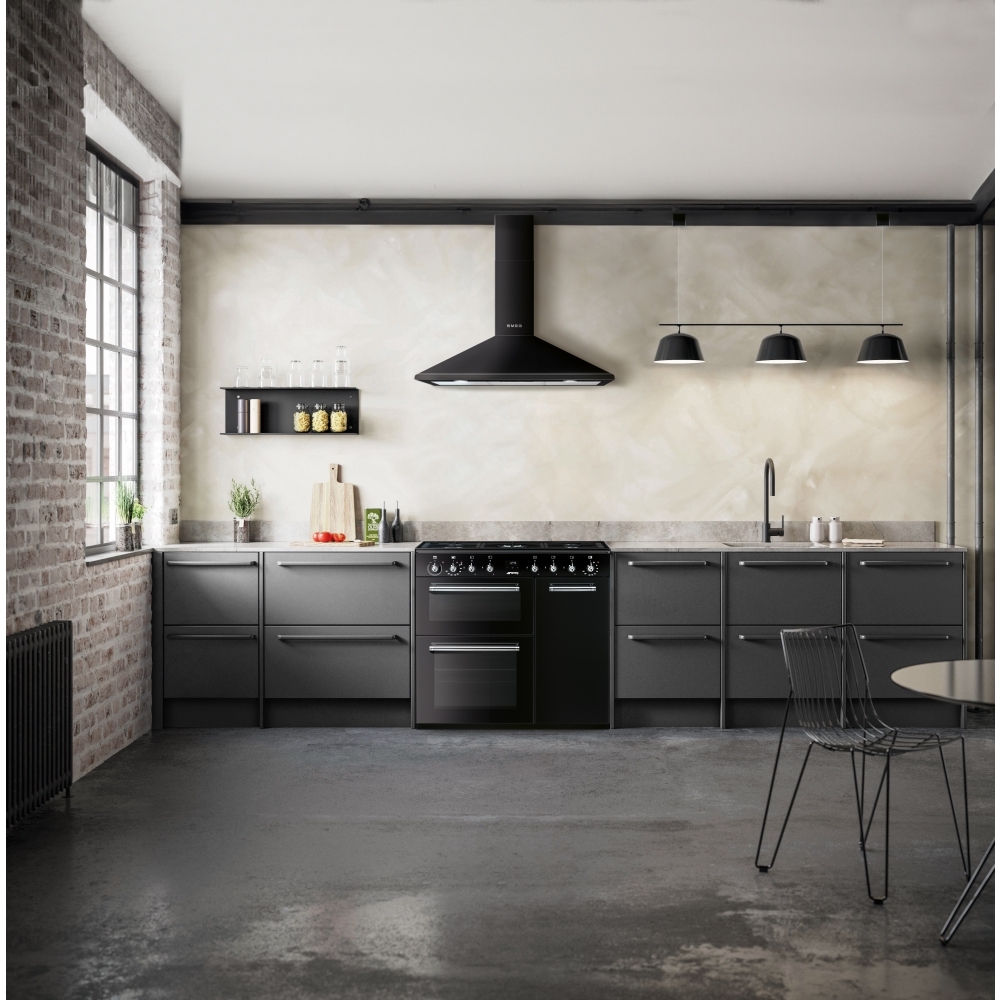 Smeg CX93GMBL Concert 90cm Dual Fuel Range Cooker, Black, A Rated