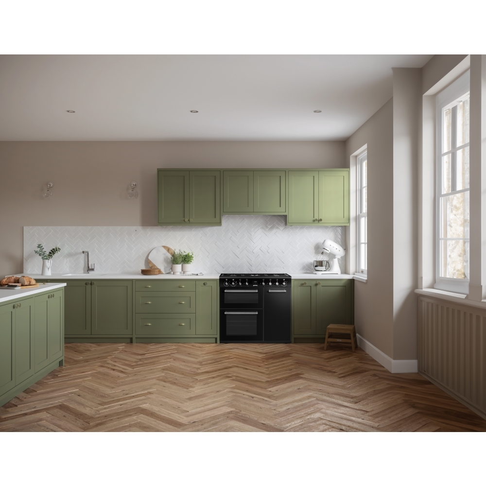 Smeg CX93GMBL Concert 90cm Dual Fuel Range Cooker, Black, A Rated