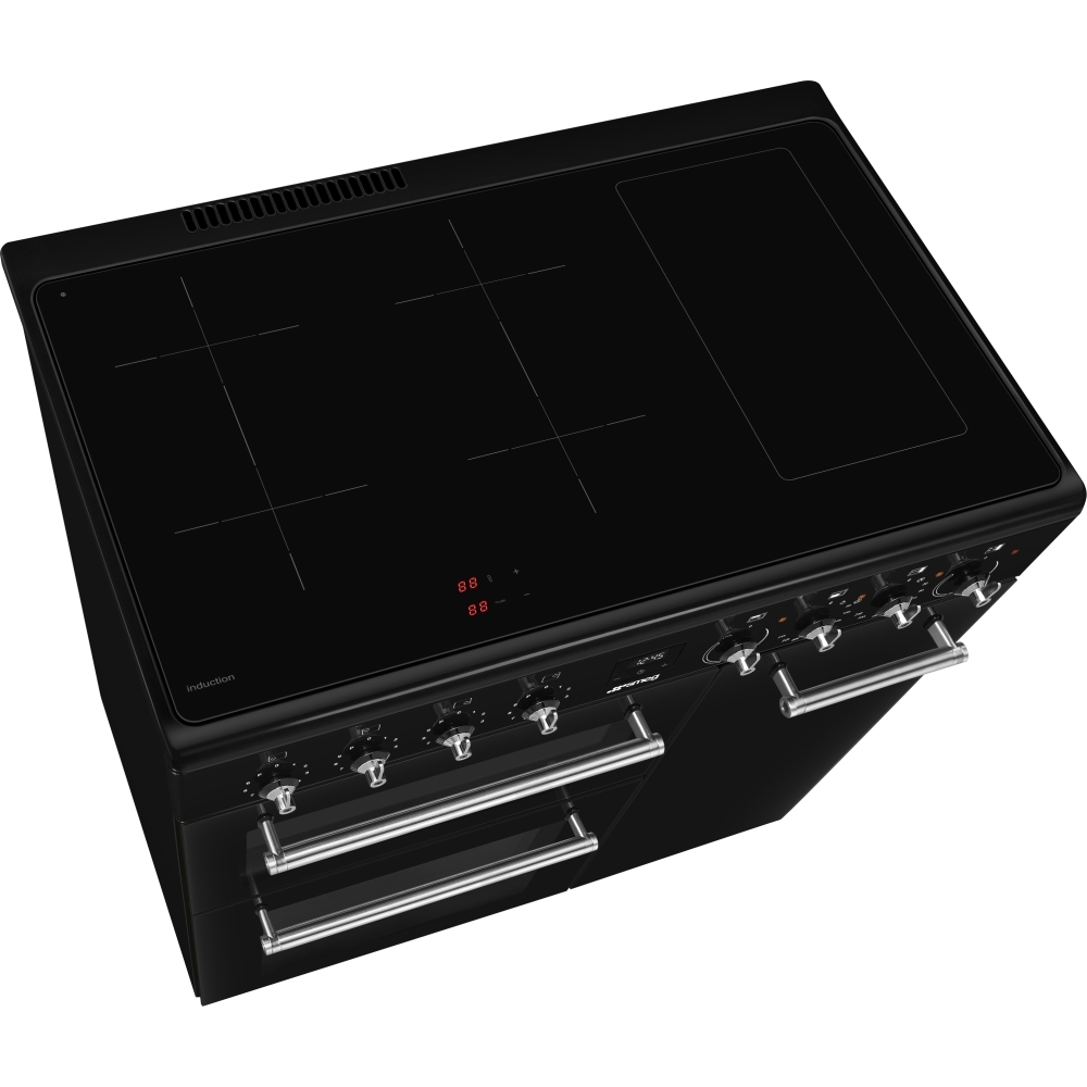 Smeg CX93IMBL 90cm Induction Range Cooker, Black, A Rated