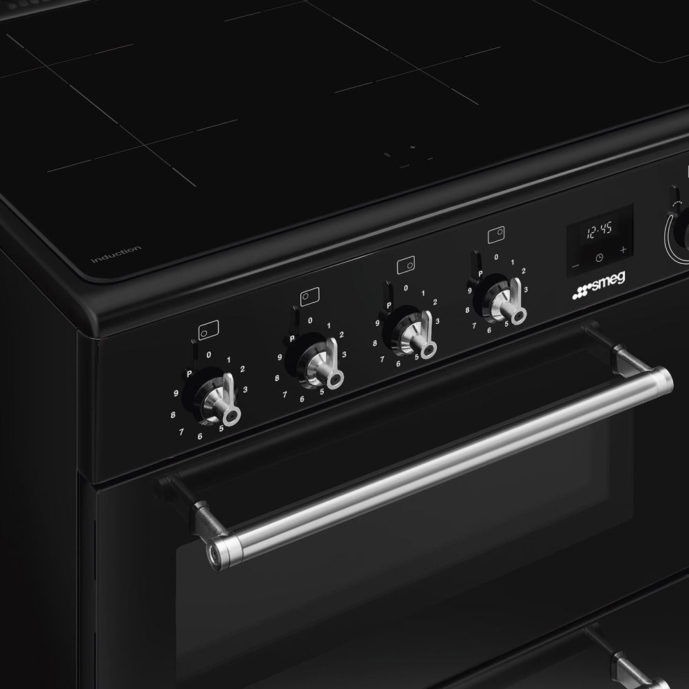 Smeg CX93IMBL 90cm Induction Range Cooker, Black, A Rated