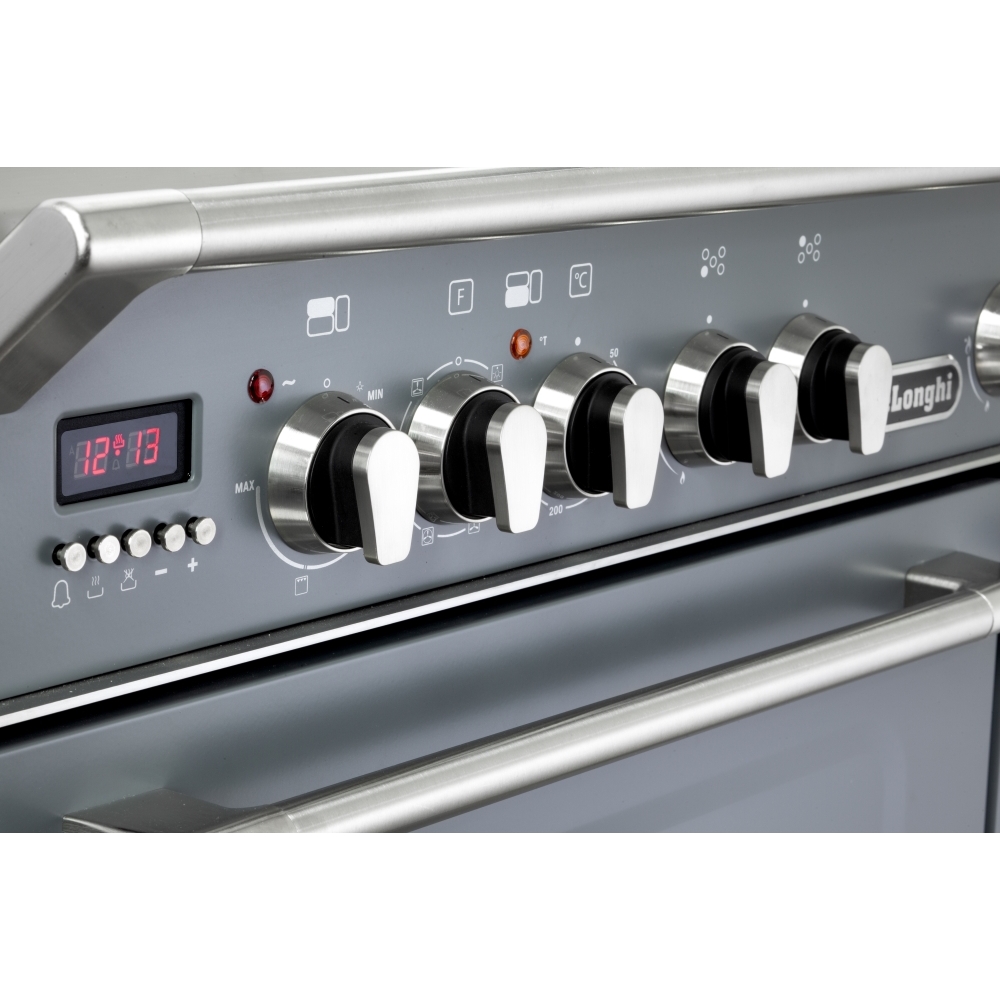 DeLonghi D3VR 908-DF/SLATE Vintage 90cm Dual Fuel Range Cooker, Grey, A Rated